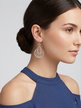 Torrid Silver Tone Sunburst Drop Earrings